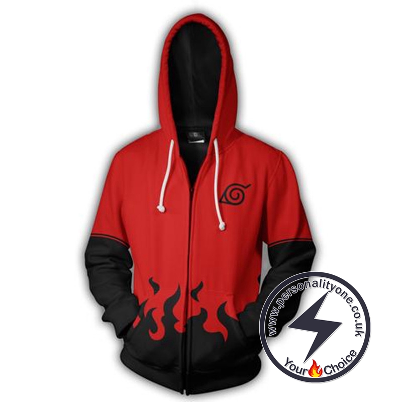 Naruto Uzumaki Naruto Hokage Red Zip Up Hoodie Jacket